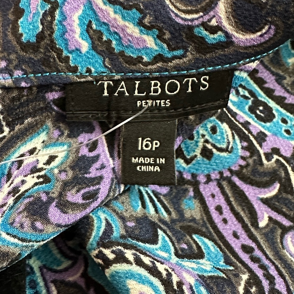 Talbots sleeveless blouse vibrant blue and purple - Picture 7 of 8